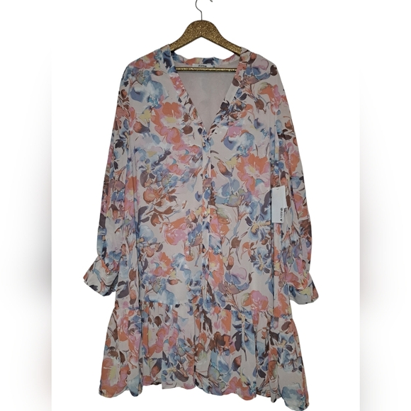 JUST FAB NWT 2XL Boho floral long sleeve dress - Picture 6 of 6